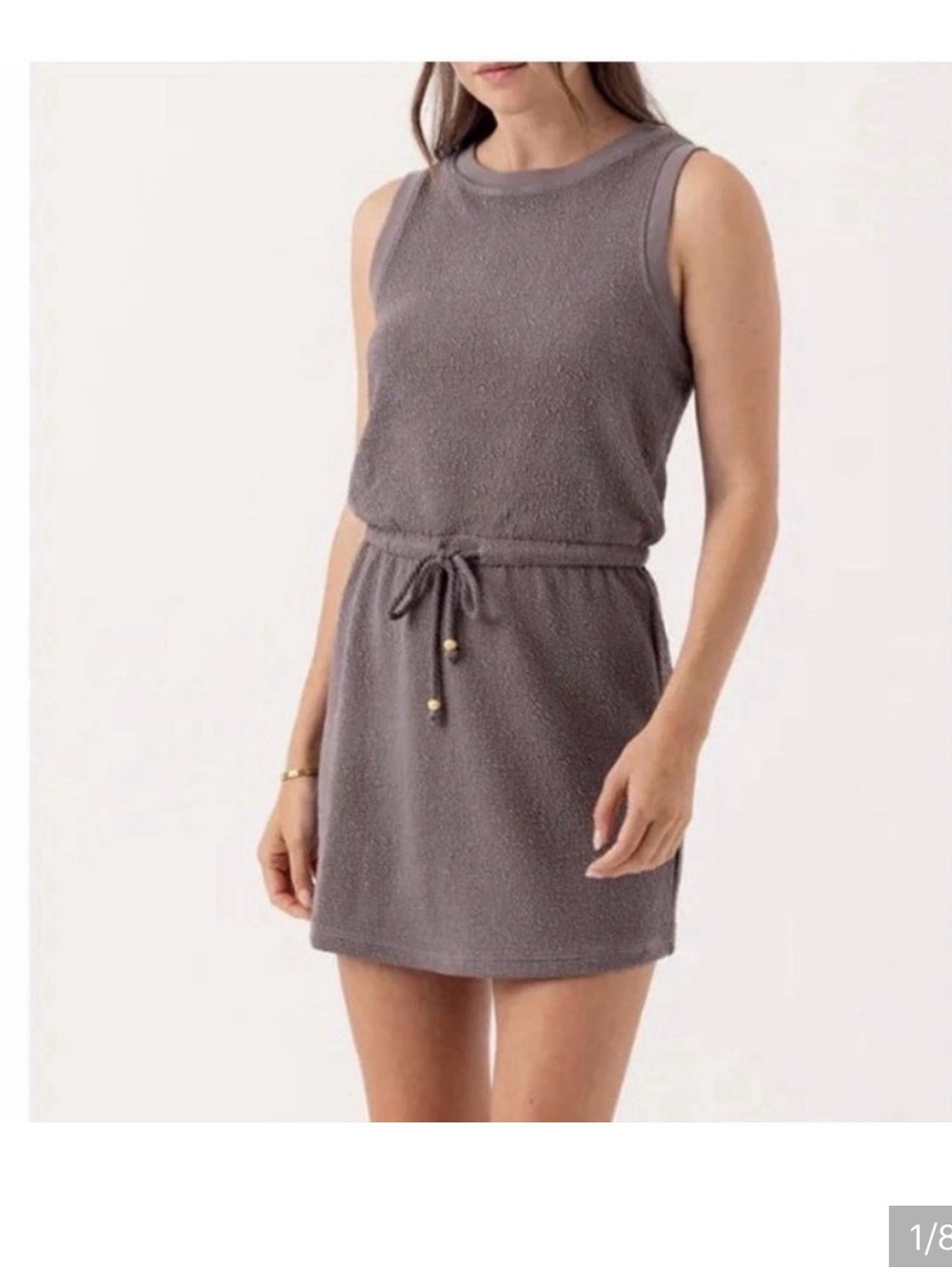 Sundays Allison Terry Knit Mini Dress in Taupe